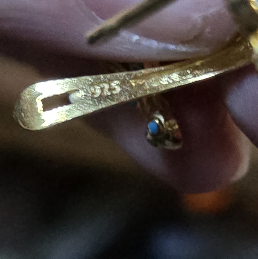 Turquoise Turtle sterling & gold Earrings - Picture 8 of 8